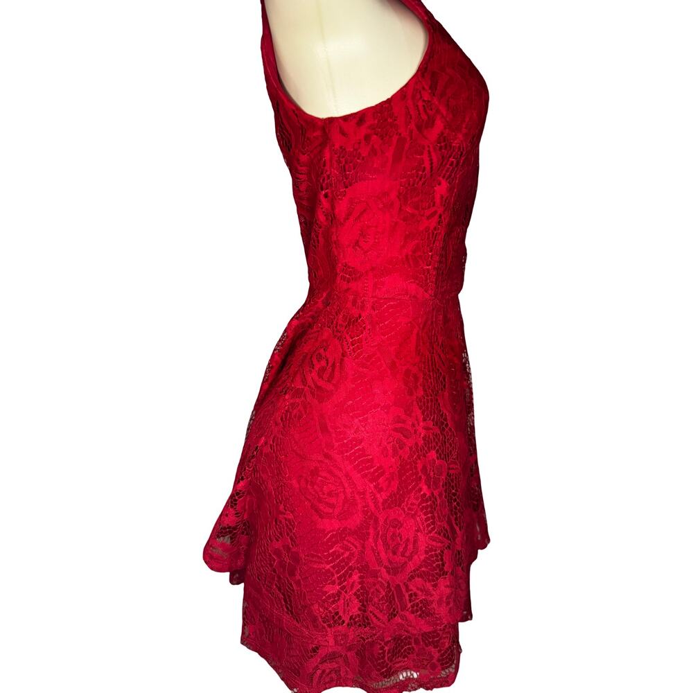 Red Lace Sleeveless Fit & Flare Dress